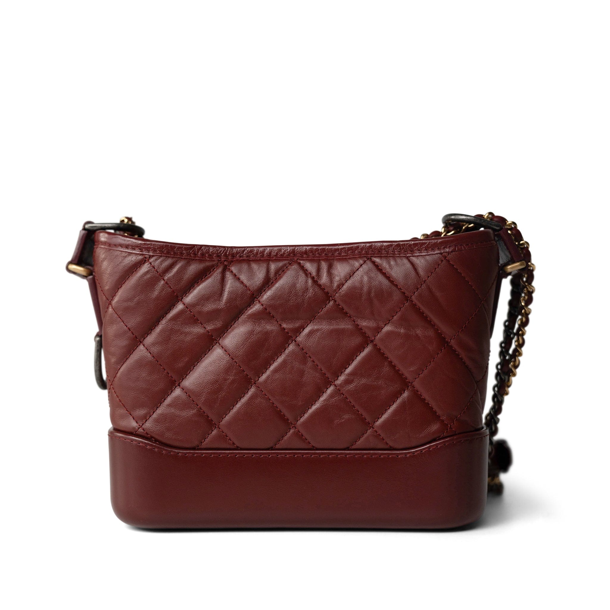 CHANEL Handbag Burgundy Burgundy Aged Calfskin Quilted Gabrielle Hobo Bag Small Mixed Hardware -Knockoff
