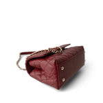 CHANEL Handbag Burgundy Burgundy Caviar Quilted Coco Handle Small Light Gold Hardware -Knockoff
