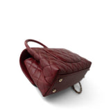 CHANEL Handbag Burgundy Burgundy Caviar Quilted Coco Handle Small Light Gold Hardware -Knockoff
