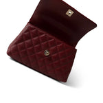 CHANEL Handbag Burgundy Burgundy Caviar Quilted Coco Handle Small Light Gold Hardware -Knockoff
