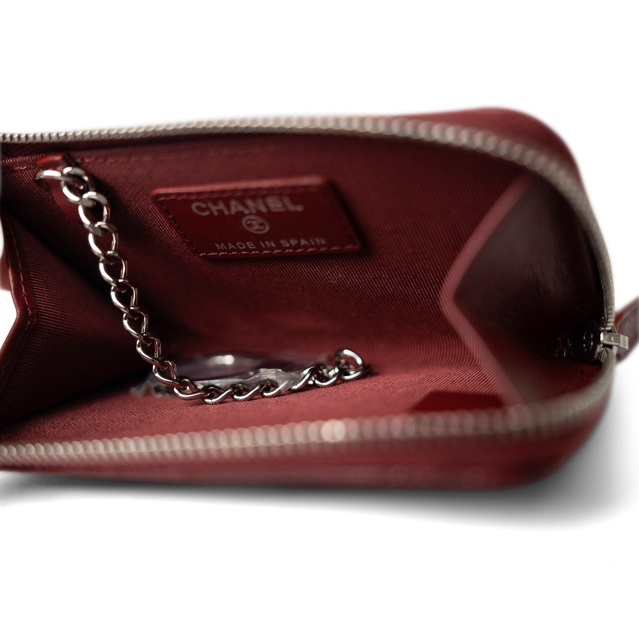 CHANEL Handbag Burgundy Burgundy Caviar Quilted Zipped Coin Purse Key Holder -Knockoff
