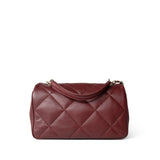 CHANEL Handbag Burgundy Easy Carry Flap Burgundy Lambskin Quilted Light Gold Hardware -Knockoff
