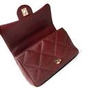 CHANEL Handbag Burgundy Easy Carry Flap Burgundy Lambskin Quilted Light Gold Hardware -Knockoff
