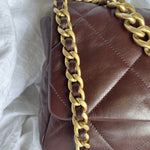 CHANEL Handbag Burgundy Goatskin Quilted 19 Flap Medium/Large Mixed Hardware -Knockoff
