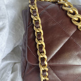 CHANEL Handbag Burgundy Goatskin Quilted 19 Flap Medium/Large Mixed Hardware -Knockoff
