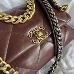 CHANEL Handbag Burgundy Goatskin Quilted 19 Flap Medium/Large Mixed Hardware -Knockoff
