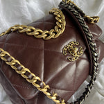 CHANEL Handbag Burgundy Goatskin Quilted 19 Flap Medium/Large Mixed Hardware -Knockoff
