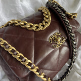 CHANEL Handbag Burgundy Goatskin Quilted 19 Flap Medium/Large Mixed Hardware -Knockoff
