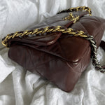 CHANEL Handbag Burgundy Goatskin Quilted 19 Flap Medium/Large Mixed Hardware -Knockoff
