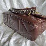 CHANEL Handbag Burgundy Goatskin Quilted 19 Flap Medium/Large Mixed Hardware -Knockoff
