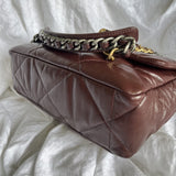 CHANEL Handbag Burgundy Goatskin Quilted 19 Flap Medium/Large Mixed Hardware -Knockoff
