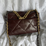 CHANEL Handbag Burgundy Goatskin Quilted 19 Flap Medium/Large Mixed Hardware -Knockoff
