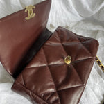 CHANEL Handbag Burgundy Goatskin Quilted 19 Flap Medium/Large Mixed Hardware -Knockoff
