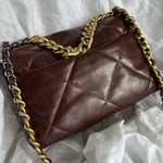 CHANEL Handbag Burgundy Goatskin Quilted 19 Flap Medium/Large Mixed Hardware -Knockoff
