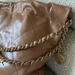 CHANEL Handbag Caramel Shiny Calfskin Quilted 22 Drawstring Bag Small GHW -Knockoff
