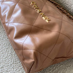 CHANEL Handbag Caramel Shiny Calfskin Quilted 22 Drawstring Bag Small GHW -Knockoff
