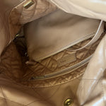 CHANEL Handbag Caramel Shiny Calfskin Quilted 22 Drawstring Bag Small GHW -Knockoff
