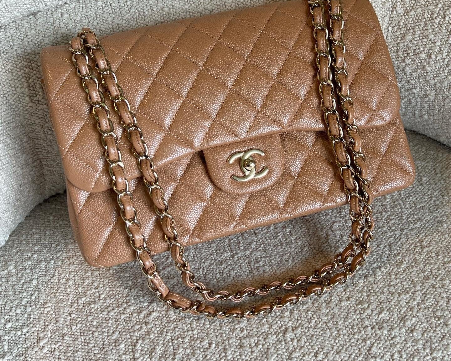 CHANEL Handbag Chanel 18S Dark Beige Caviar Quilted Classic Flap Jumbo LGHW -Knockoff
