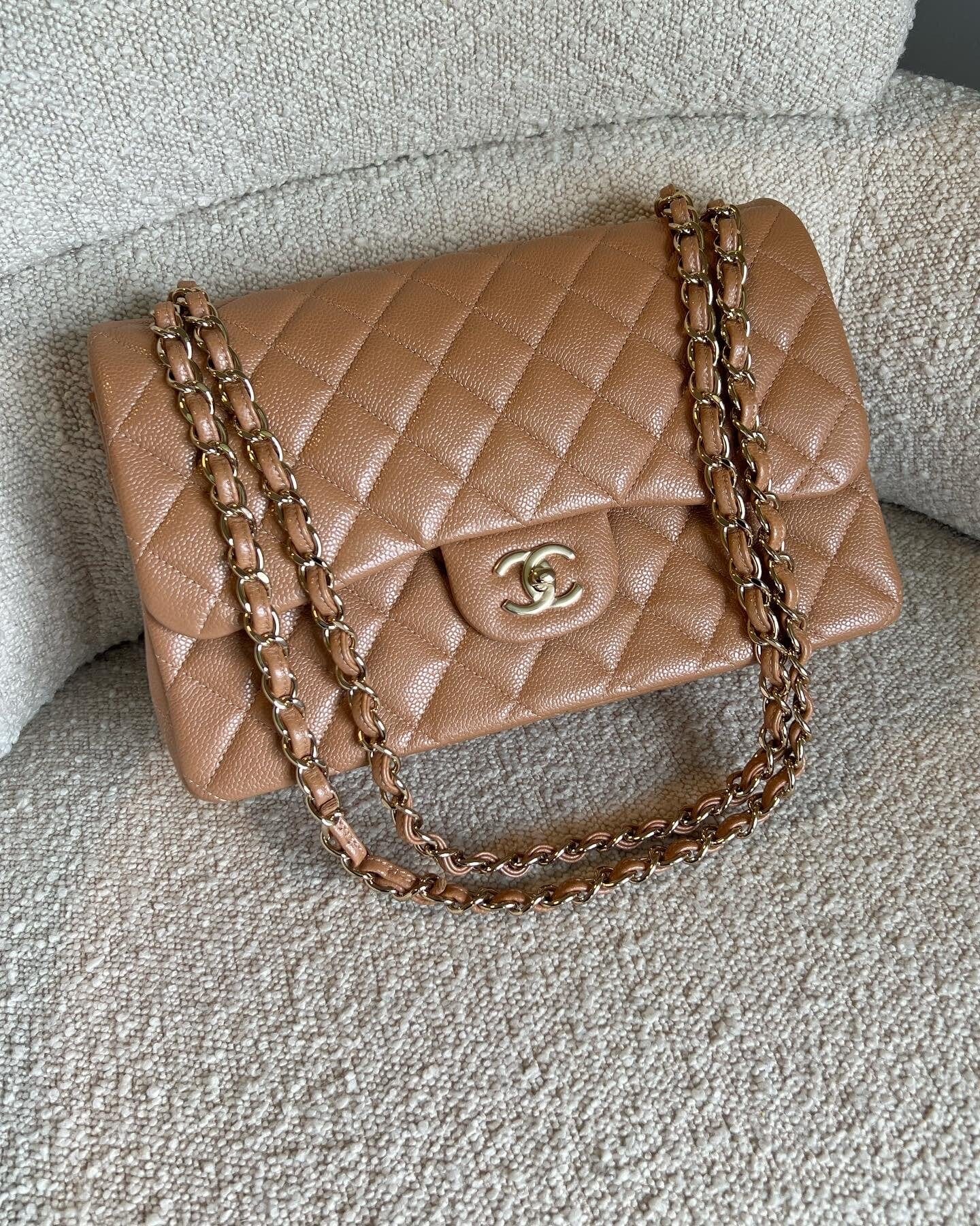 CHANEL Handbag Chanel 18S Dark Beige Caviar Quilted Classic Flap Jumbo LGHW -Knockoff
