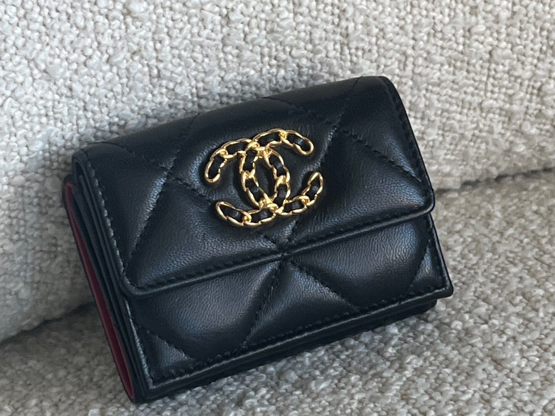 CHANEL Handbag Chanel 19 Flap Lambskin Coin Purse Black -Knockoff
