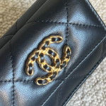 CHANEL Handbag Chanel 19 Flap Lambskin Coin Purse Black -Knockoff
