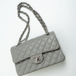 CHANEL Handbag Chanel 19B Grey Lambskin Quilted Classic Flap Small SHW -Knockoff
