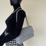 CHANEL Handbag Chanel 21A Grey Caviar Quilted Medium Classic Flap LGHW -Knockoff
