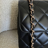 CHANEL Handbag Chanel 21B Black Lambskin Quilted Trendy CC Rose Gold Hardware -Knockoff
