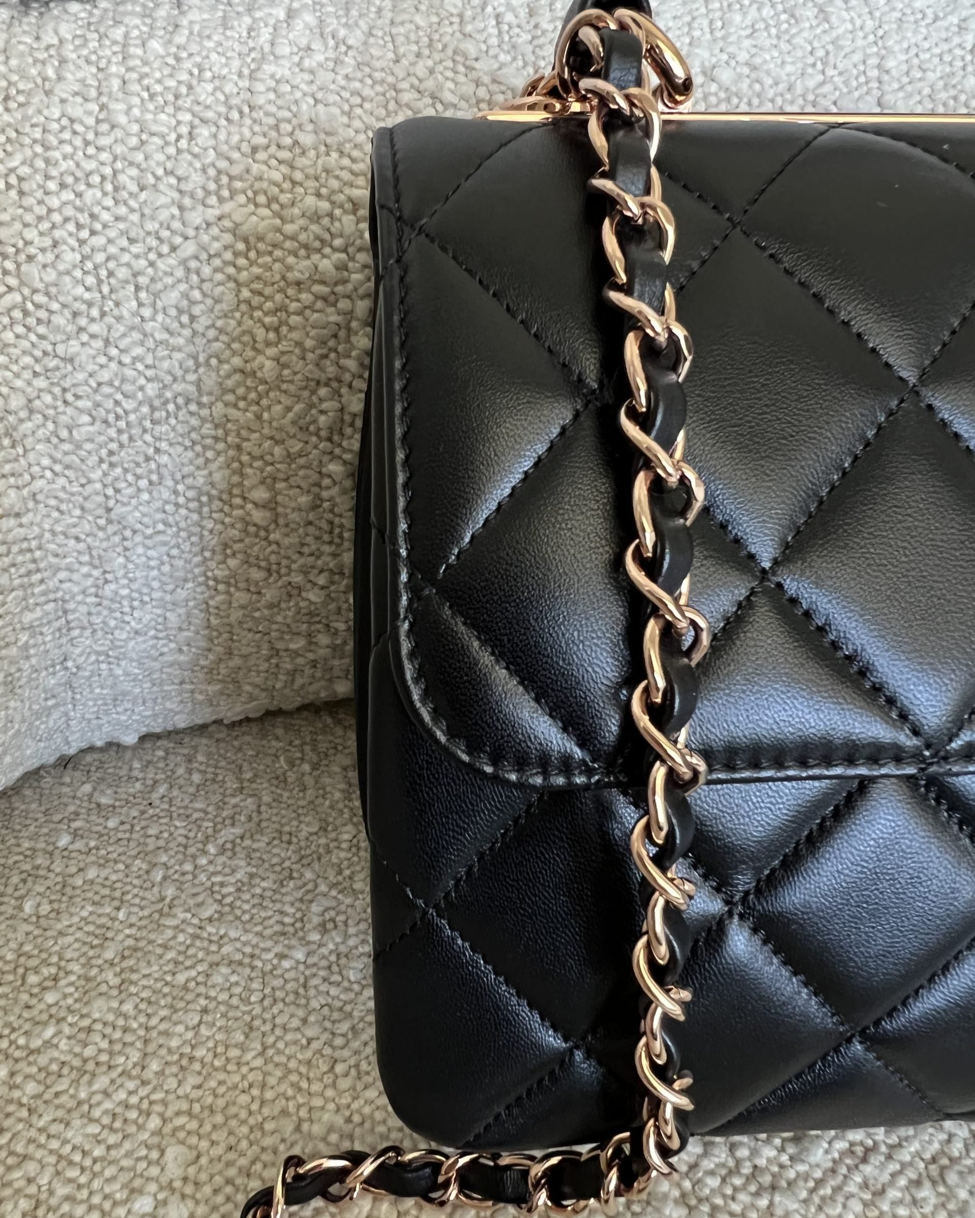 CHANEL Handbag Chanel 21B Black Lambskin Quilted Trendy CC Rose Gold Hardware -Knockoff
