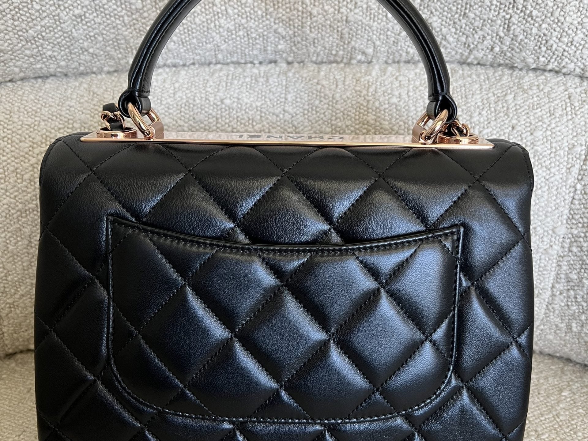 CHANEL Handbag Chanel 21B Black Lambskin Quilted Trendy CC Rose Gold Hardware -Knockoff
