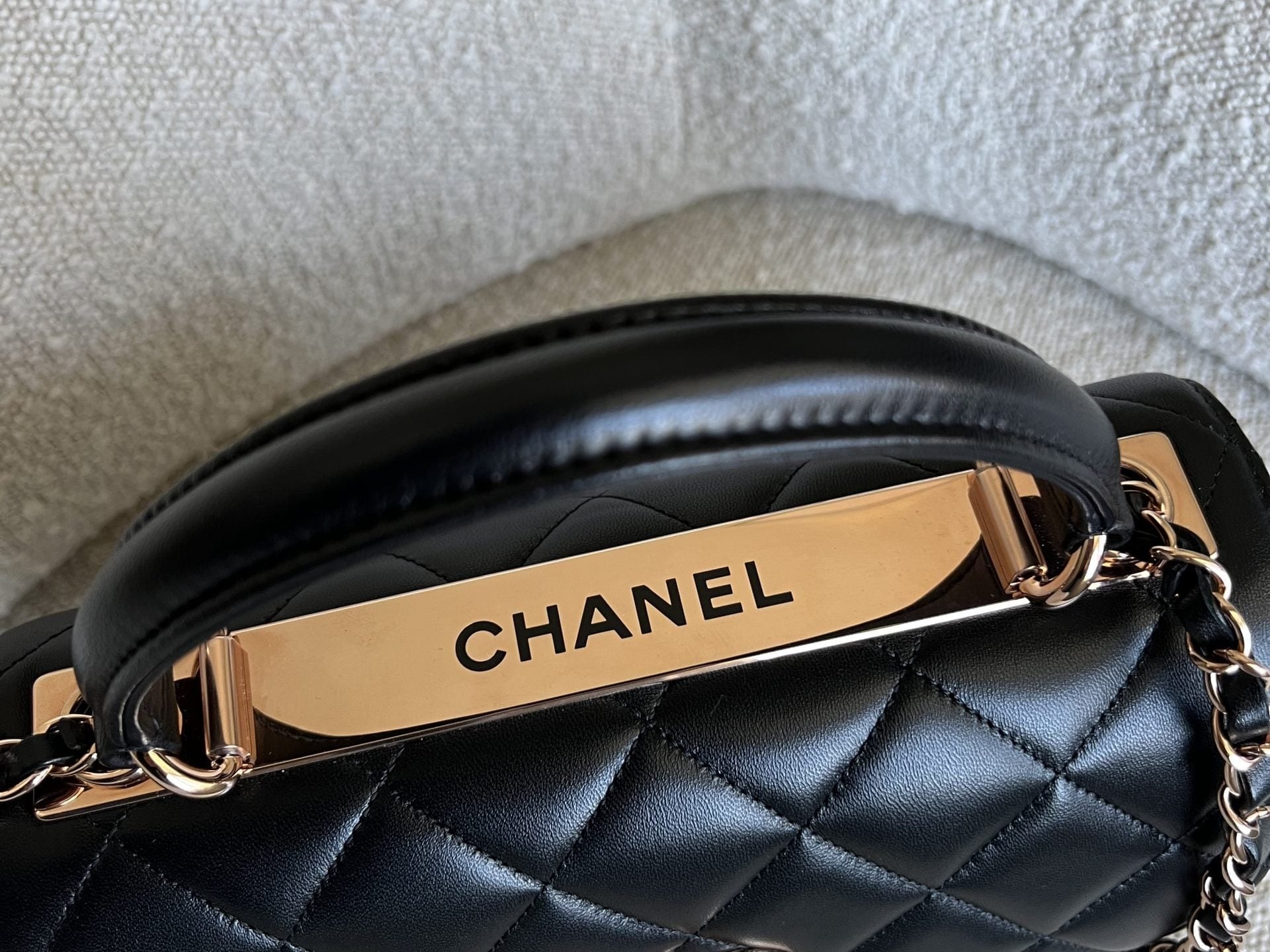 CHANEL Handbag Chanel 21B Black Lambskin Quilted Trendy CC Rose Gold Hardware -Knockoff
