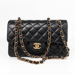 CHANEL Handbag Chanel 21B Small Black Lambskin Quilted Classic Flap Rose Gold Hardware -Knockoff
