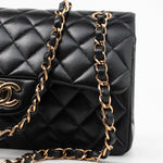 CHANEL Handbag Chanel 21B Small Black Lambskin Quilted Classic Flap Rose Gold Hardware -Knockoff
