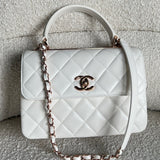 CHANEL Handbag Chanel 21B Small White Lambskin Quilted Trendy CC w/ Rose Gold Hardware -Knockoff
