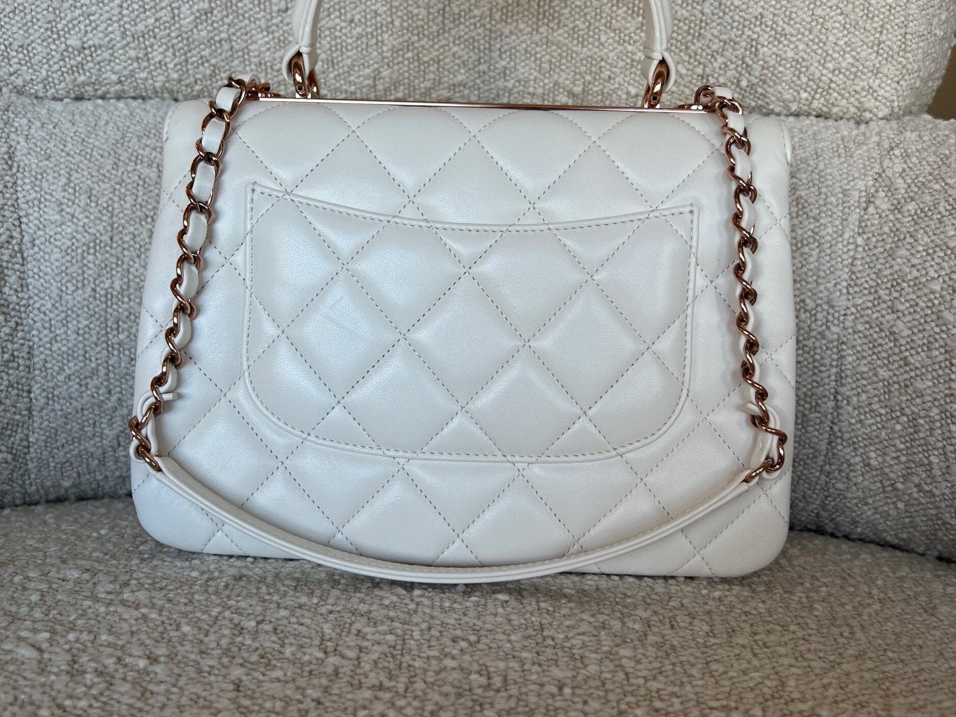 CHANEL Handbag Chanel 21B Small White Lambskin Quilted Trendy CC w/ Rose Gold Hardware -Knockoff
