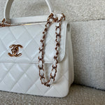 CHANEL Handbag Chanel 21B Small White Lambskin Quilted Trendy CC w/ Rose Gold Hardware -Knockoff
