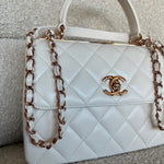 CHANEL Handbag Chanel 21B Small White Lambskin Quilted Trendy CC w/ Rose Gold Hardware -Knockoff
