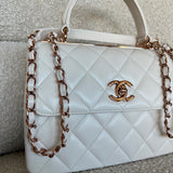 CHANEL Handbag Chanel 21B Small White Lambskin Quilted Trendy CC w/ Rose Gold Hardware -Knockoff
