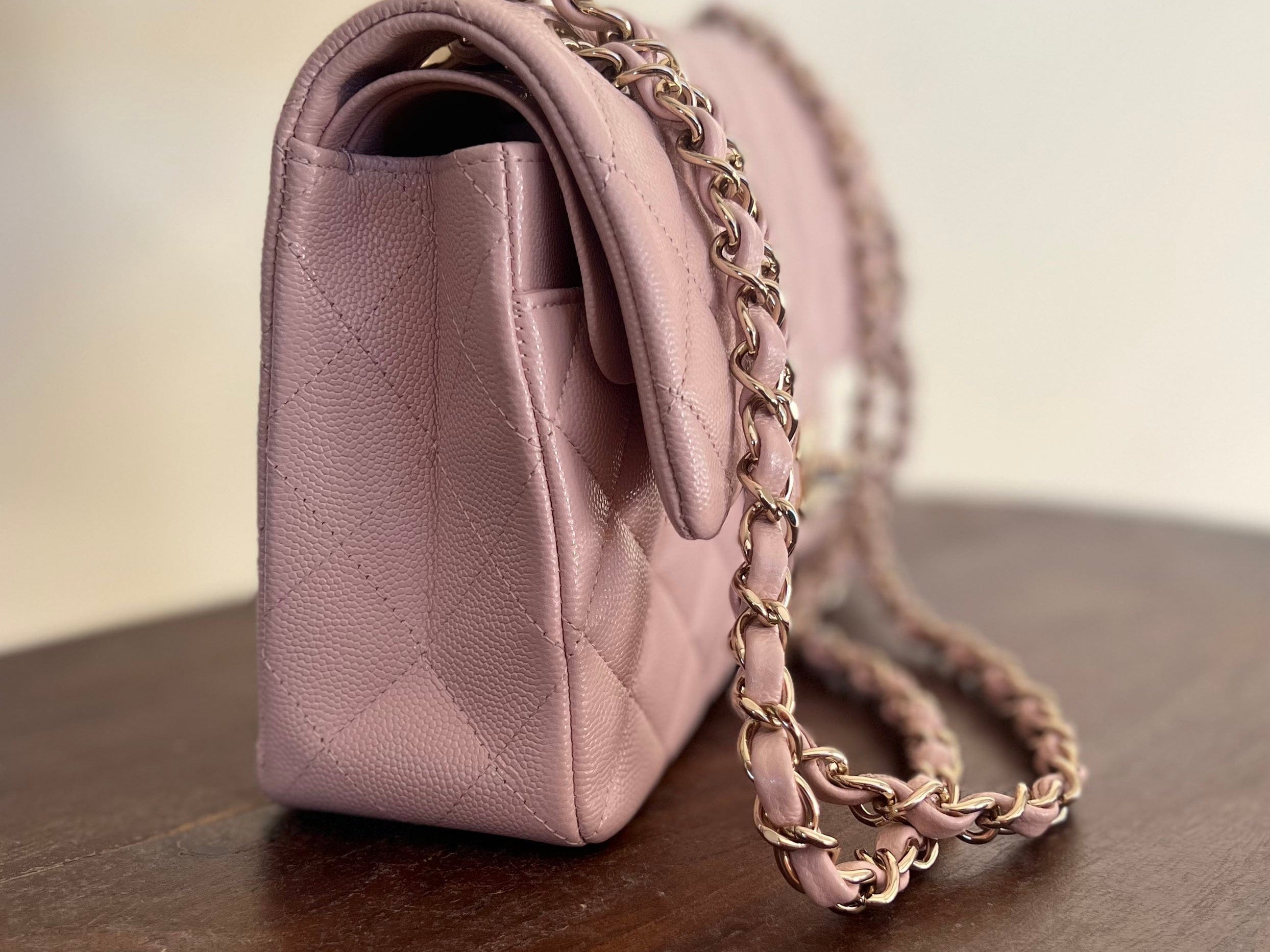 CHANEL Handbag CHANEL 21C LIGHT PINK CAVIAR QUILTED CLASSIC FLAP SMALL LIGHT GOLD HARDWARE -Knockoff
