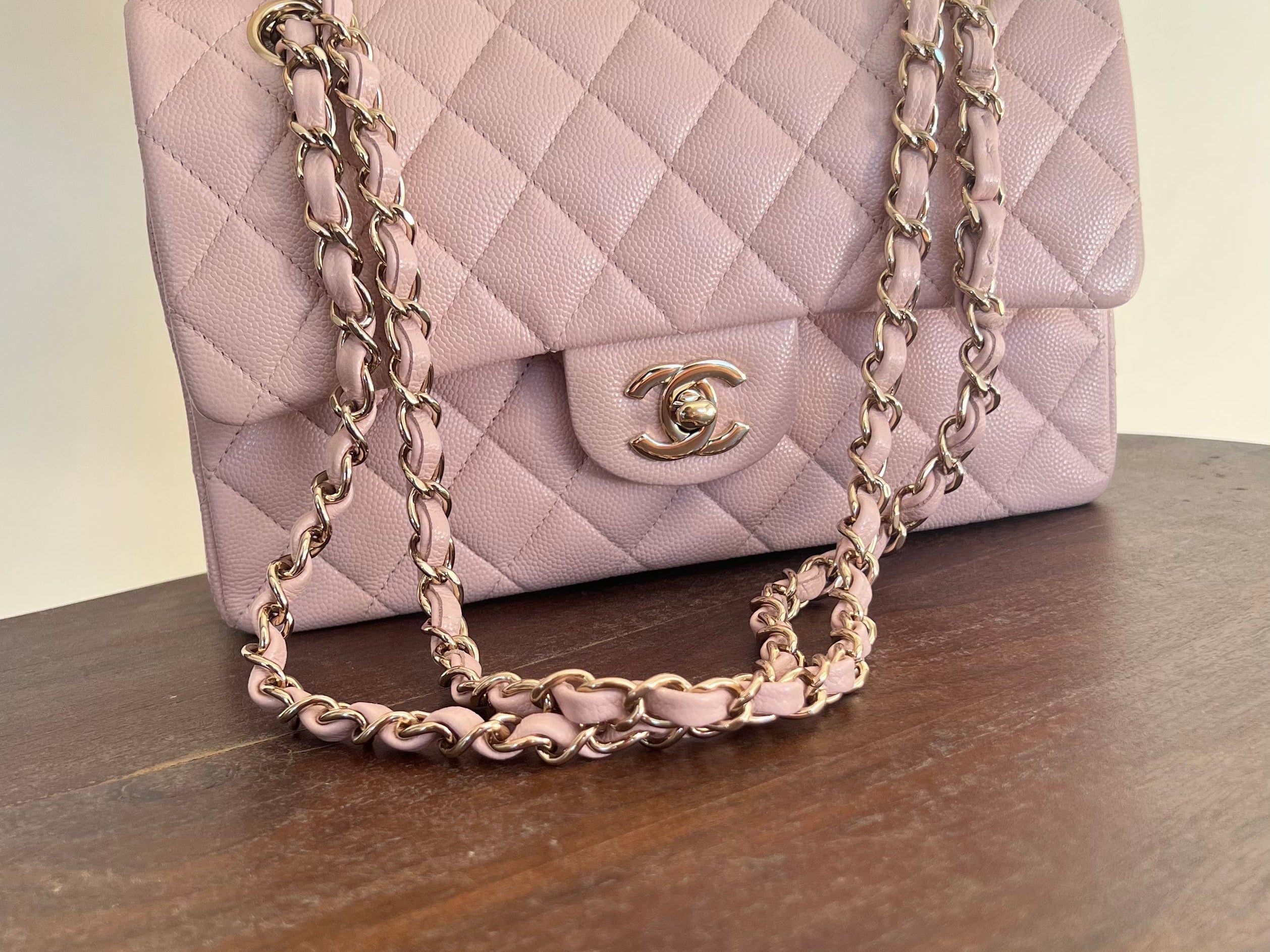 CHANEL Handbag CHANEL 21C LIGHT PINK CAVIAR QUILTED CLASSIC FLAP SMALL LIGHT GOLD HARDWARE -Knockoff
