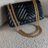 CHANEL Handbag Chanel 21K Reissue 2.55 Black Chevron Aged Calfskin Quilted 225 (Medium) AGHW -Knockoff
