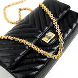 CHANEL Handbag Chanel 21K Reissue 2.55 Black Chevron Aged Calfskin Quilted 225 (Medium) AGHW -Knockoff
