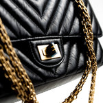 CHANEL Handbag Chanel 21K Reissue 2.55 Black Chevron Aged Calfskin Quilted 225 (Medium) AGHW -Knockoff
