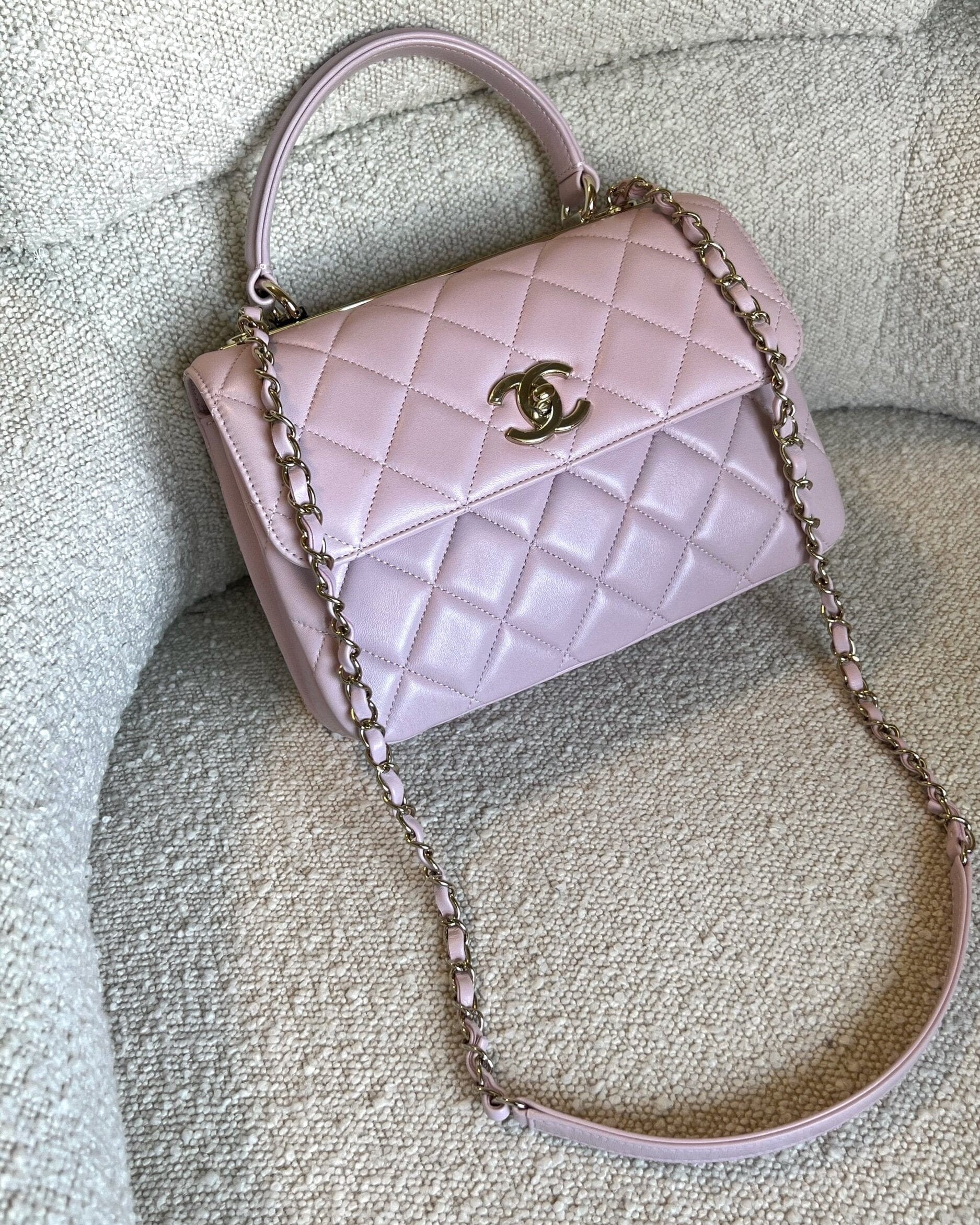 CHANEL Handbag Chanel 21S Small Light Pink Lambskin Quilted Trendy CC LGHW -Knockoff
