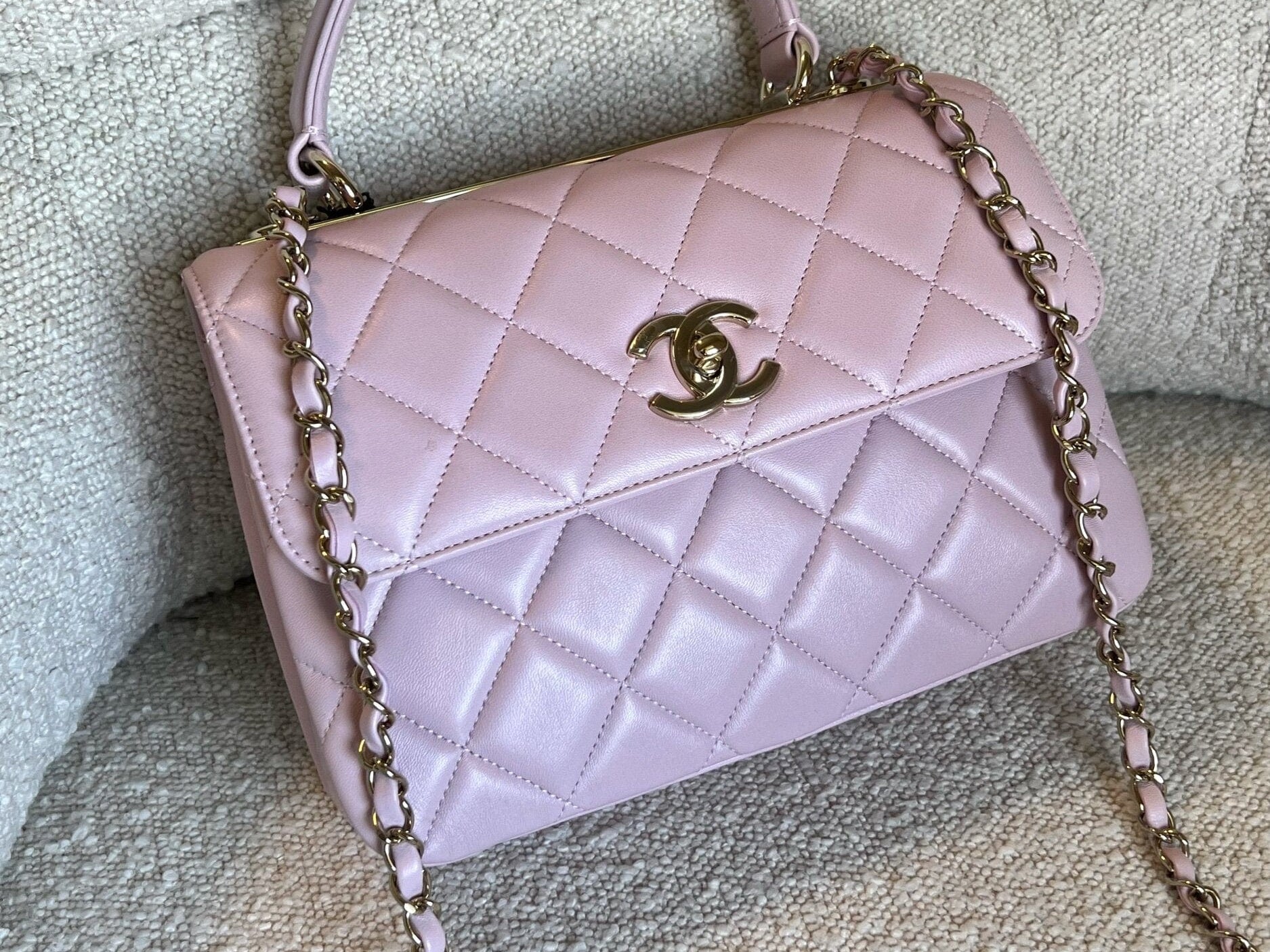 CHANEL Handbag Chanel 21S Small Light Pink Lambskin Quilted Trendy CC LGHW -Knockoff
