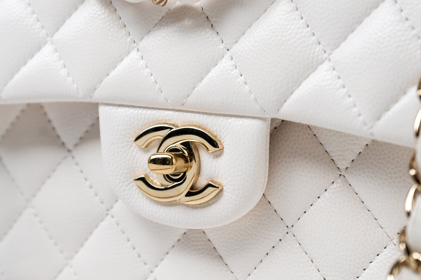 CHANEL Handbag Chanel 21S White Caviar Quilted Classic Flap Small LGHW -Knockoff
