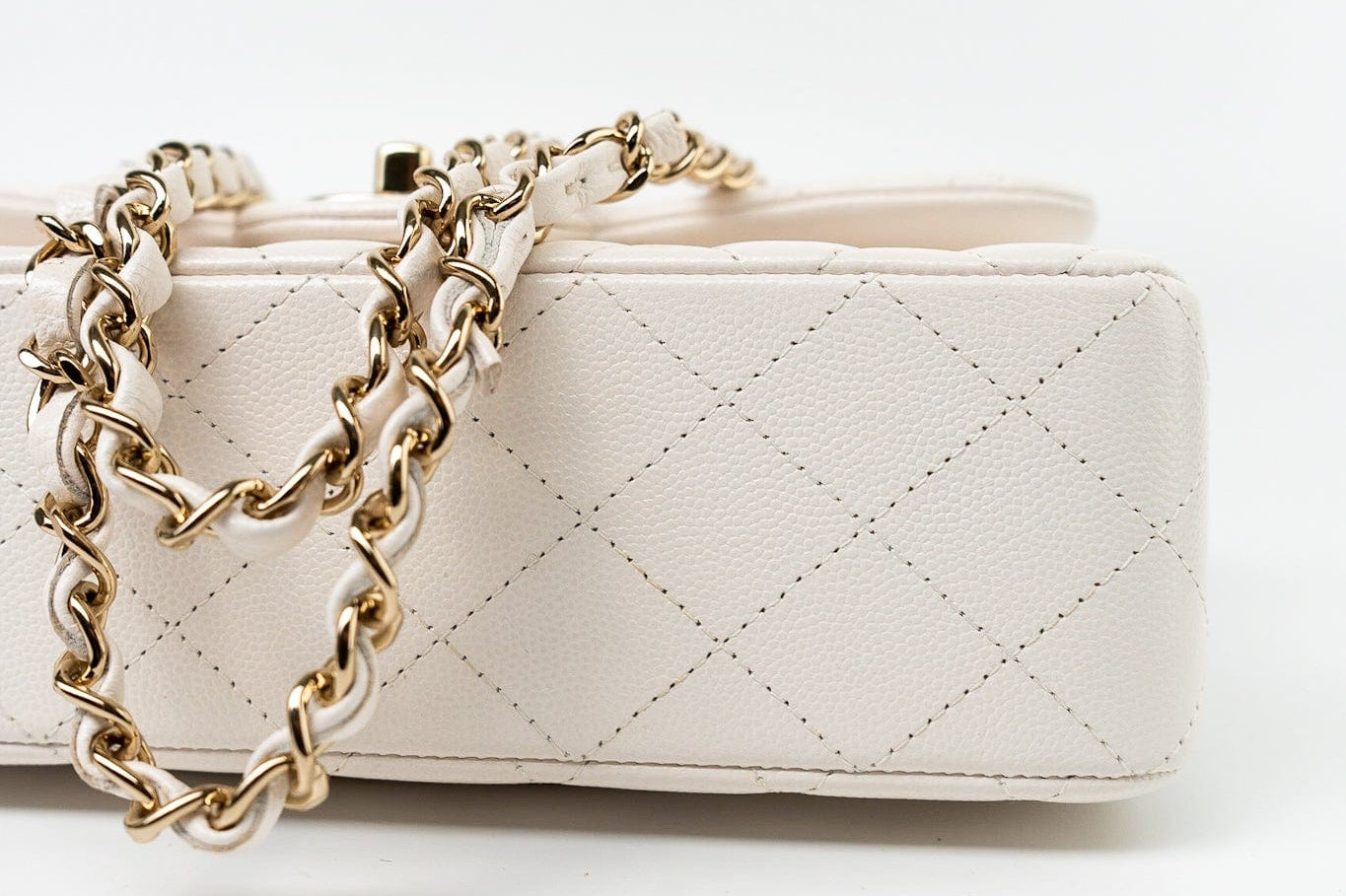 CHANEL Handbag Chanel 21S White Caviar Quilted Classic Flap Small LGHW -Knockoff
