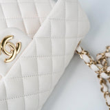 CHANEL Handbag Chanel 21S White Caviar Quilted Classic Flap Small LGHW -Knockoff
