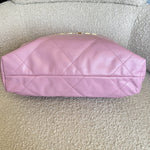 CHANEL Handbag Chanel 22 Pink Shiny Calfskin Quilted Drawstring Bag Small GHW -Knockoff
