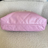 CHANEL Handbag Chanel 22 Pink Shiny Calfskin Quilted Drawstring Bag Small GHW -Knockoff
